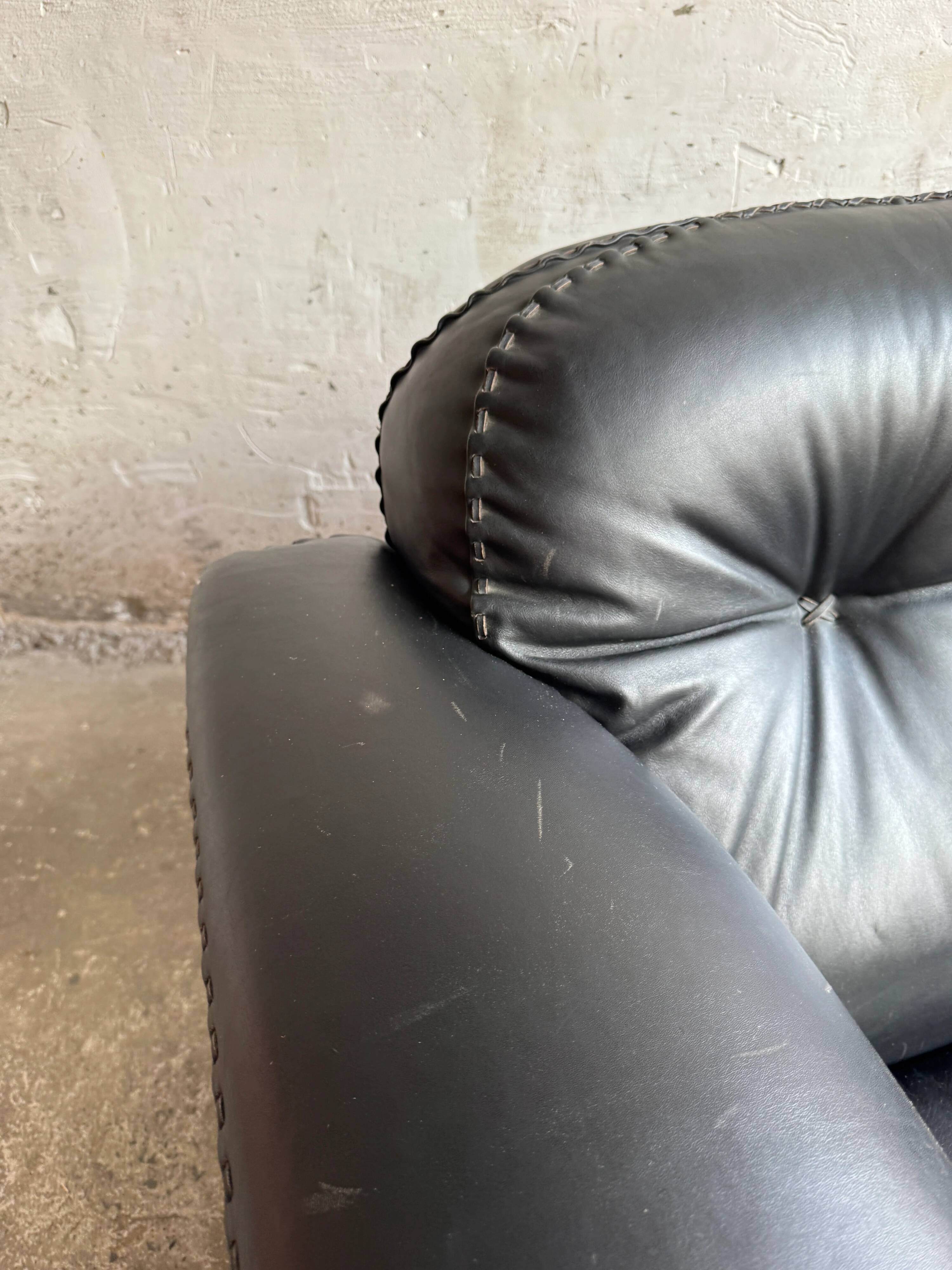 Fauteuil lounge De Sede DS-101 en cuir noir