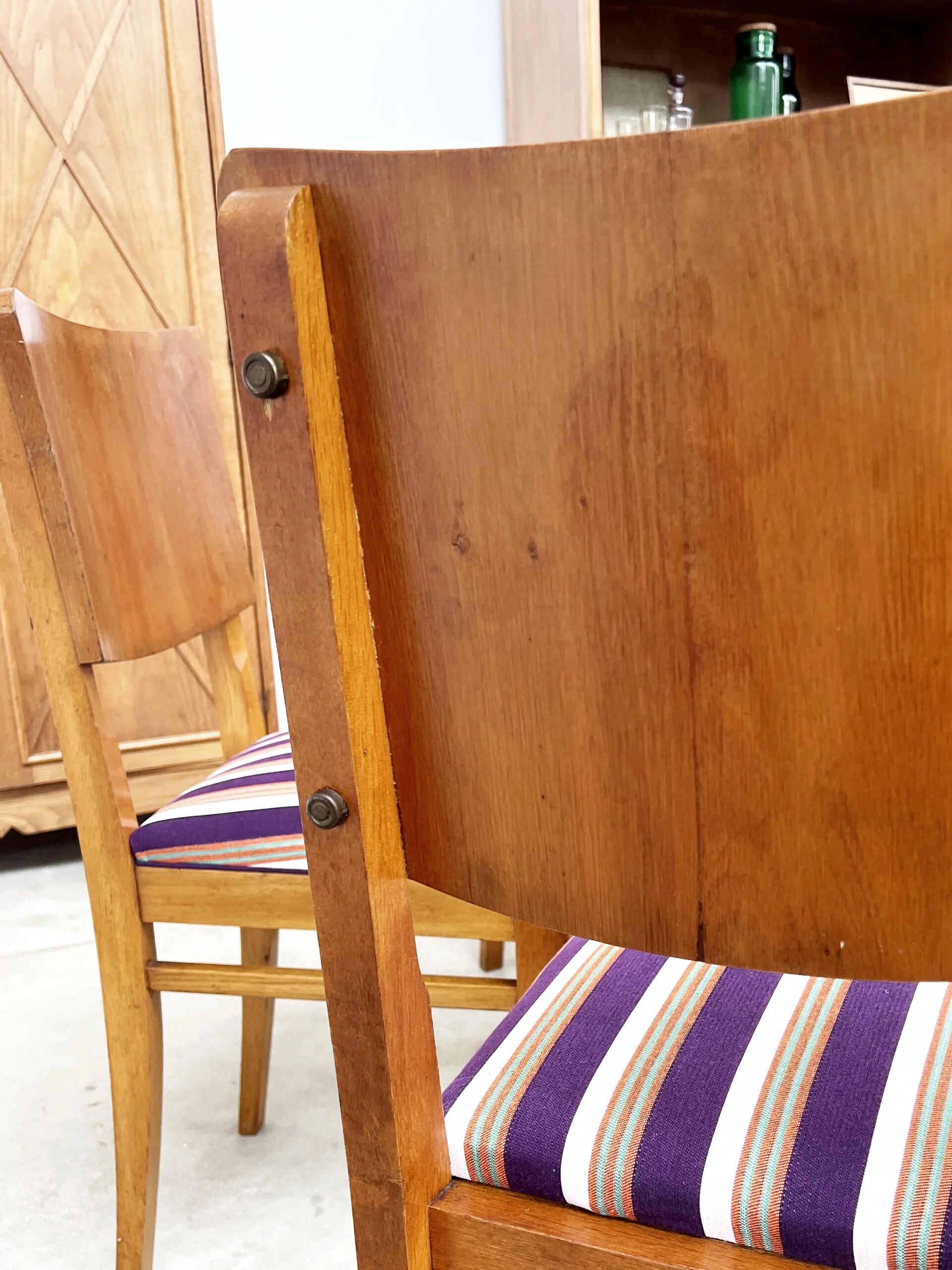 6 striped fabric chairs from the 1950s