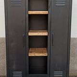 Black metal cabinet 2 doors and shelves