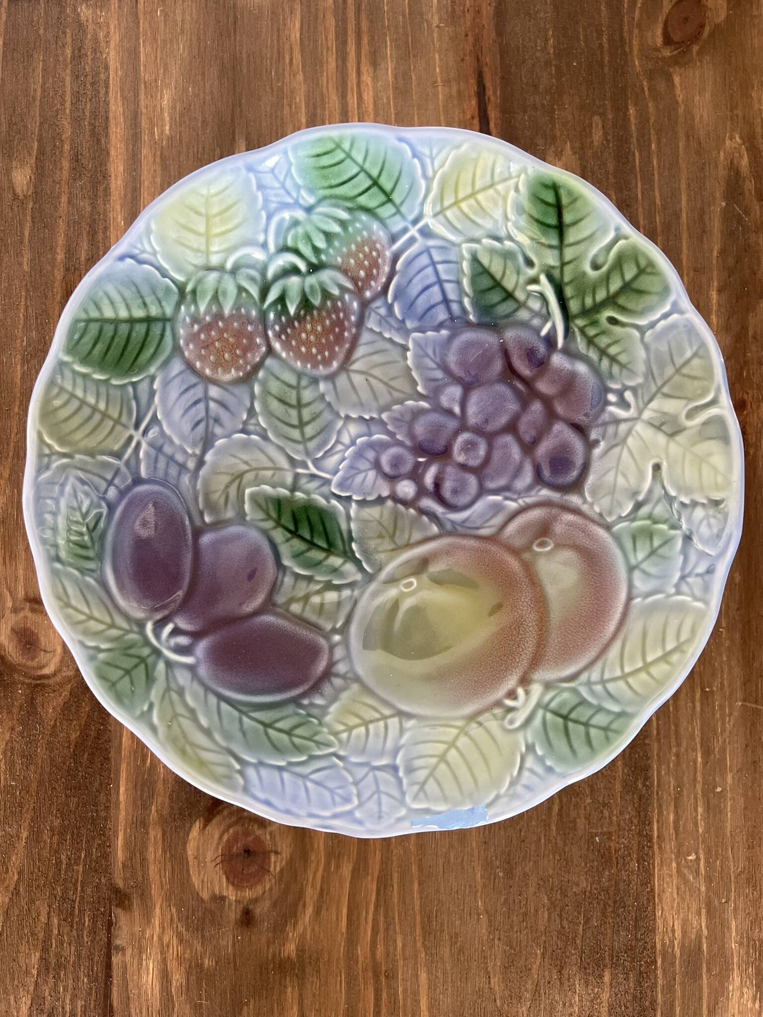 Blue slipware fruit bowl