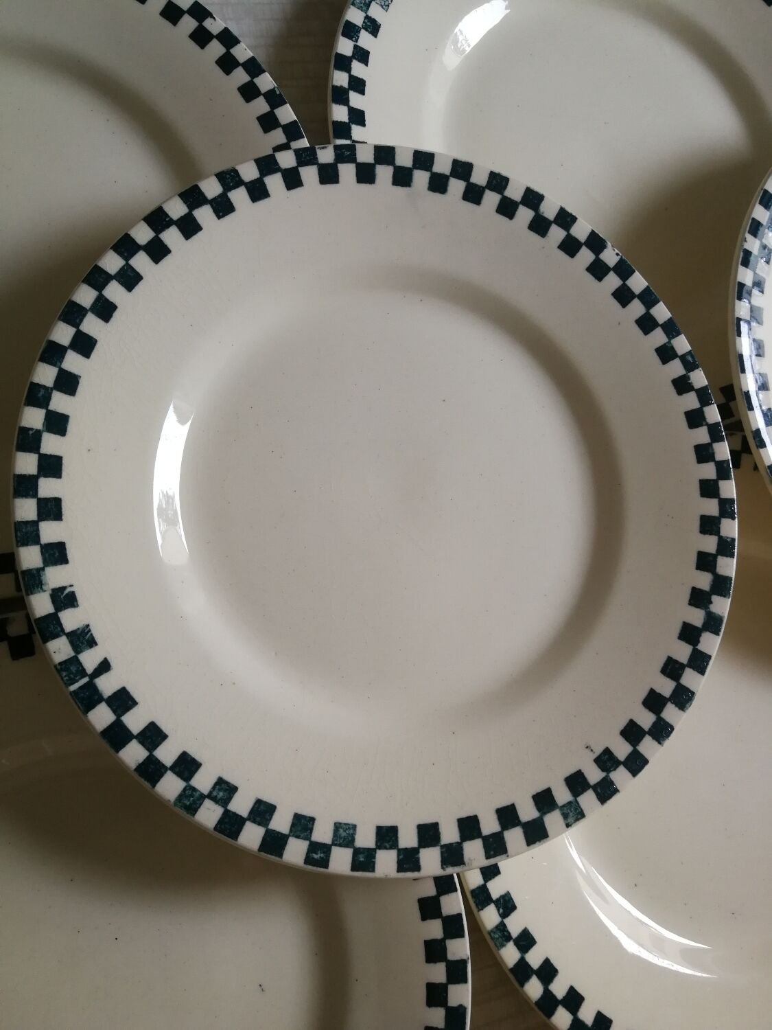 Set of 8 dessert plates Damier Terre de fer