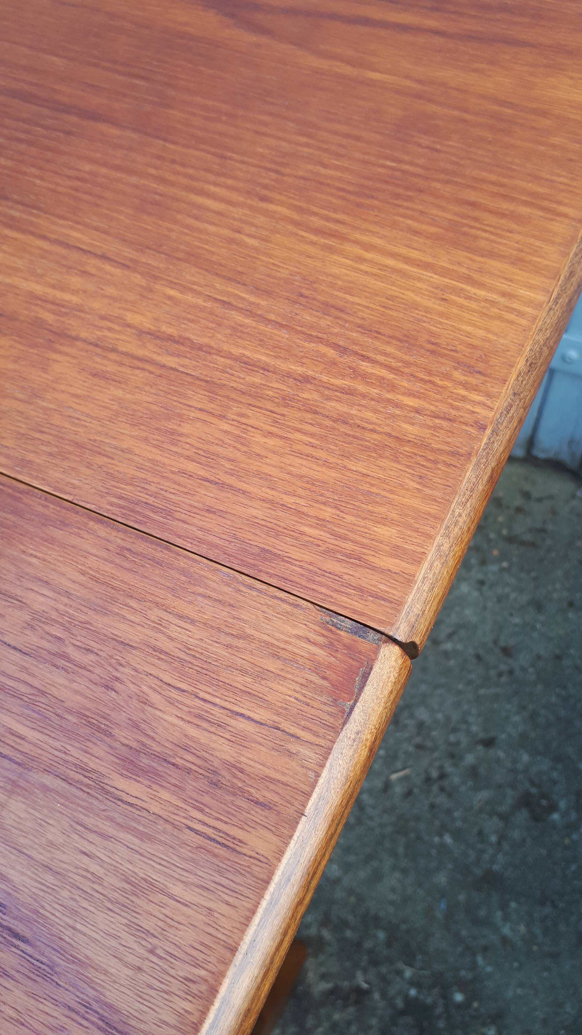 Vintage dining table console desk in teak and exotic wood from the 70s