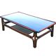 Large vintage rattan and smoked glass coffee table, 1970s