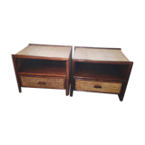 Pair of rattan and bamboo bedside tables, vintage