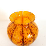 Murano style yellow blown glass vase