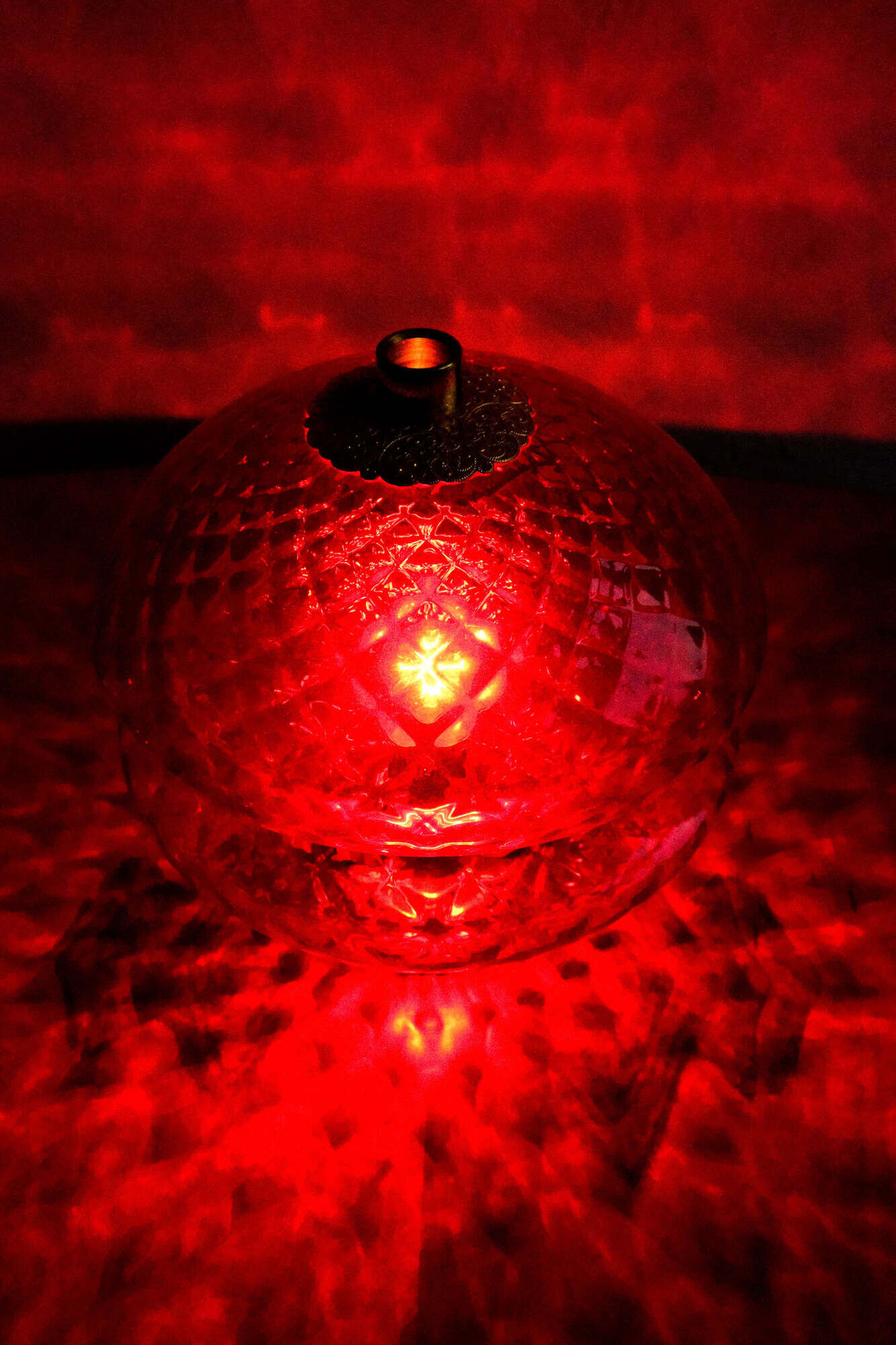 Vintage Czechoslovak Red Glass Table Lamp by Jablonecké Sklárny, 1970s