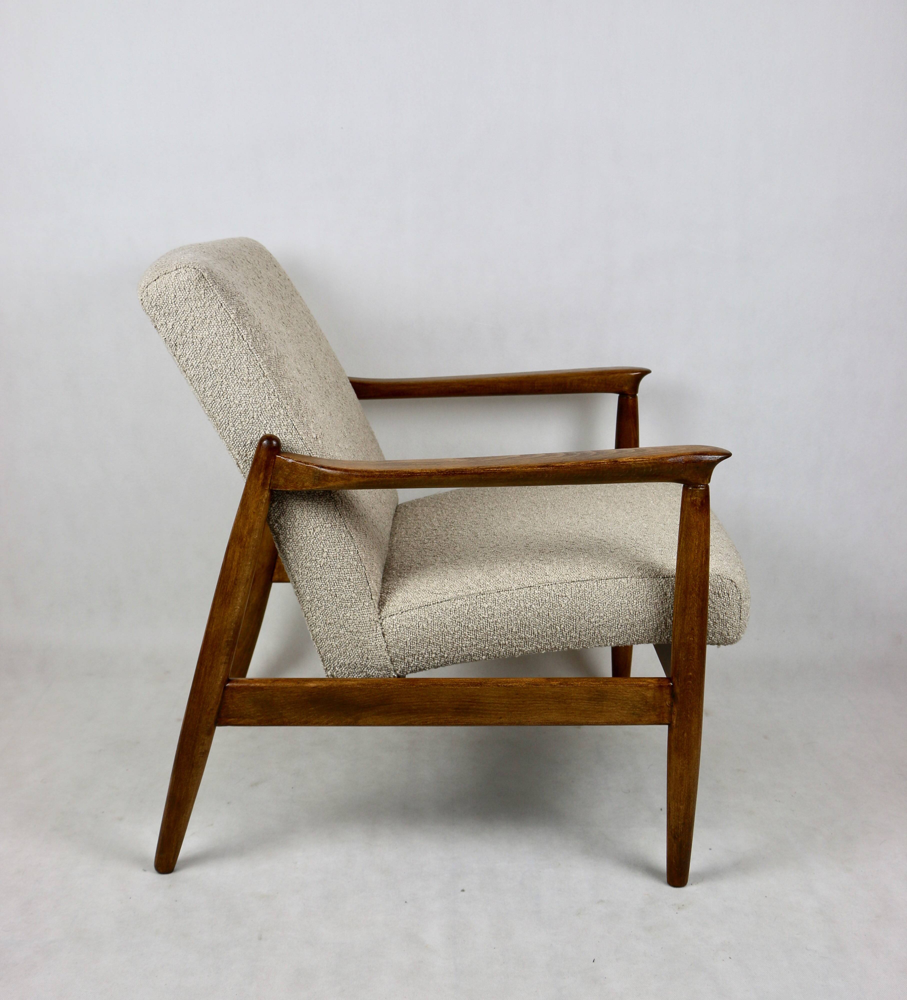 Beige Boucle armchair GFM-64 attributed to Edmund Homa, 1970s