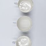 Three cups and under porcelain tea cups from Limoges Haviland barbed-wire décor