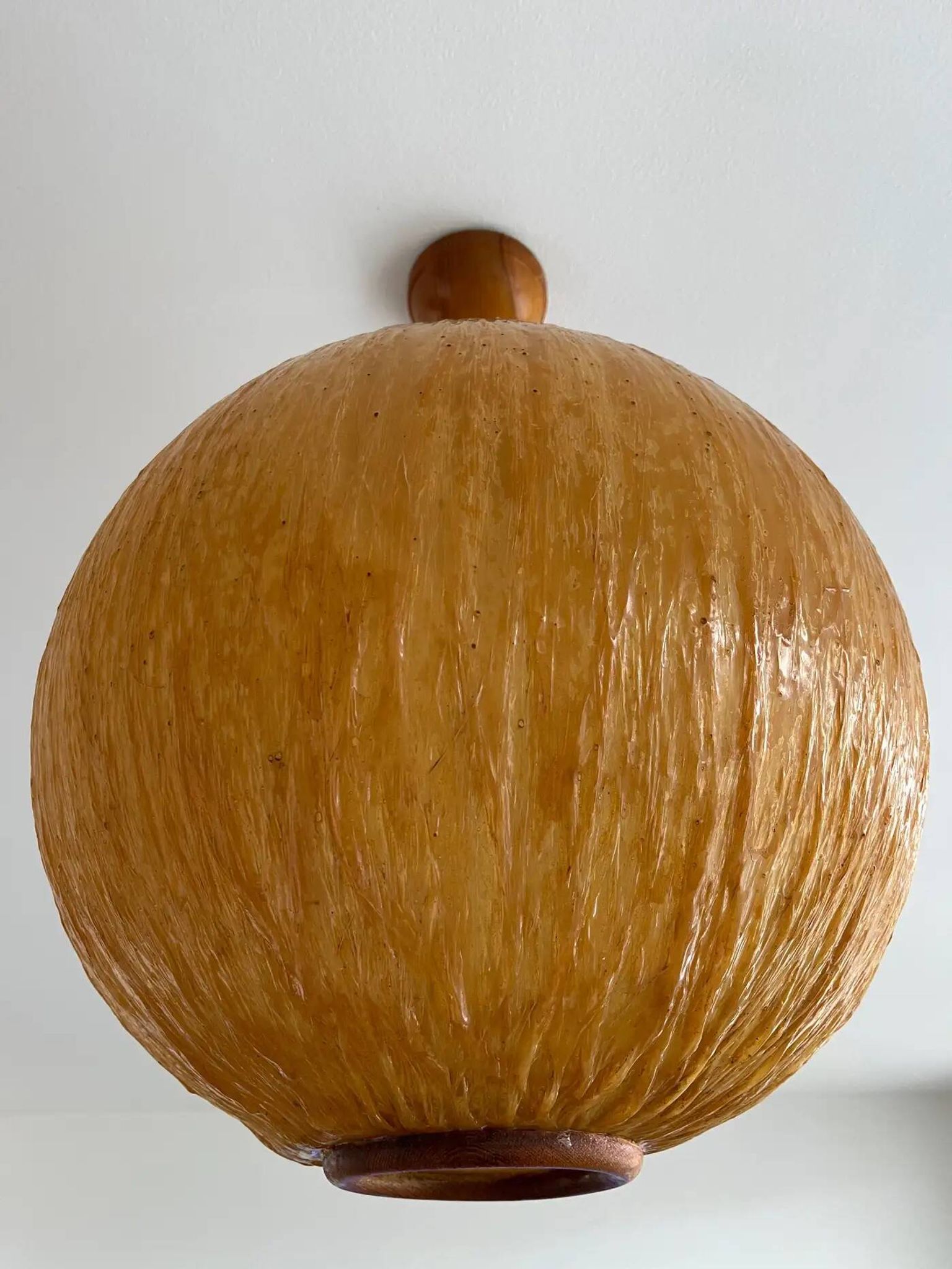 Beautiful design midcentury cocoon resin pendant, 1950s