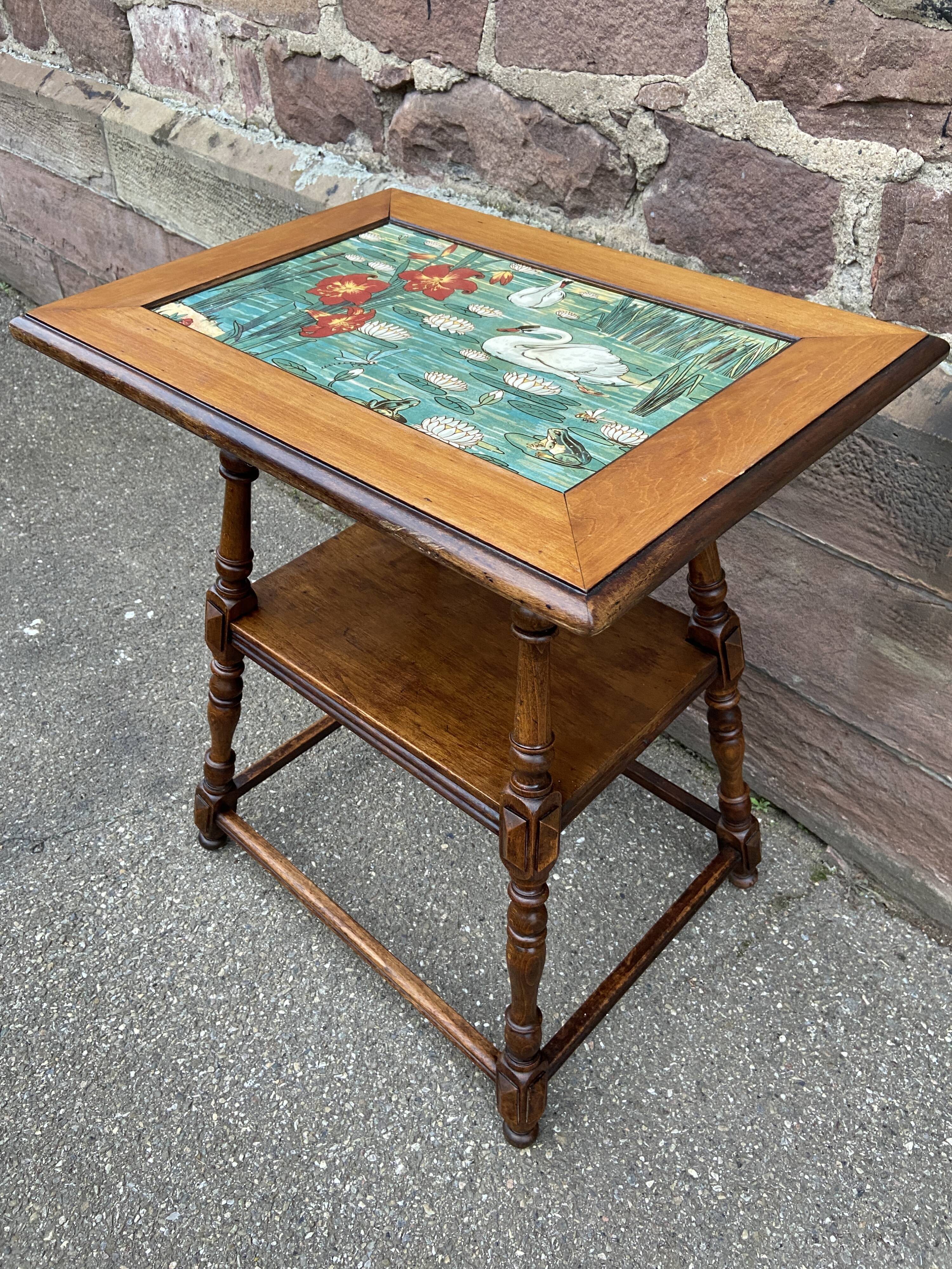 Side table jugendstil Art Nouveau wooden pedestal table 1910