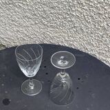 7 vintage crystal and chiseled glass wine glasses