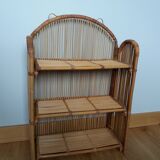 Wicker rattan wall shelf