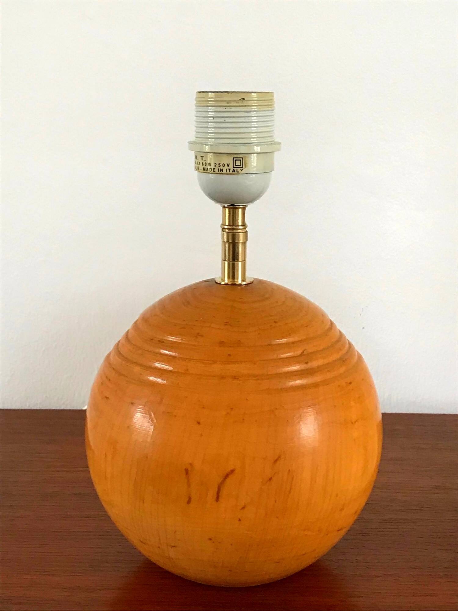 Solid elm lamp Italy 70s vintage