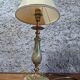Lampe de table onyx vert & laiton doré griffes acanthe 1960s