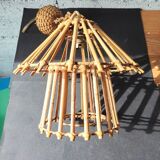 Vintage rattan pendant – France, 1970s – in the style of Louis