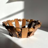 Vintage turned wooden table basket