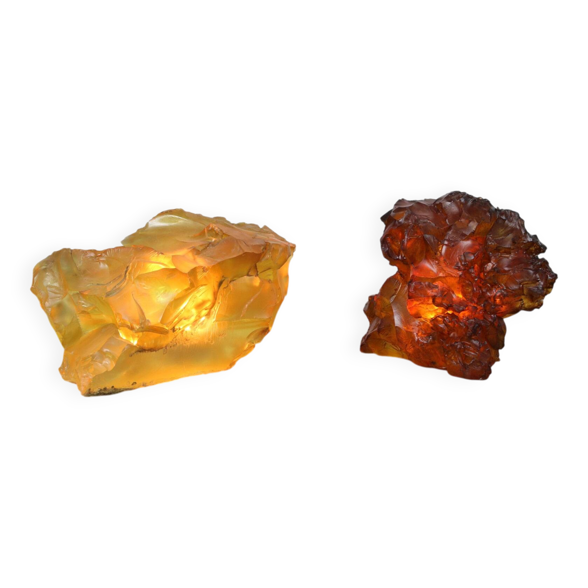 Vintage Italian Orange & Yellow Sculpture Lamps, 70s, set of 2