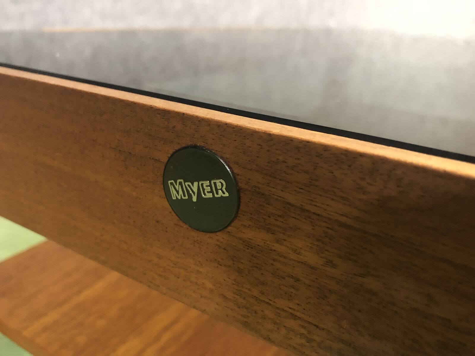 Teak coffee table and glass tray - 70s