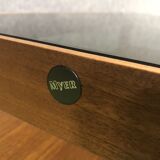 Teak coffee table and glass tray - 70s