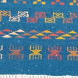 Handmade Berber-patterned blue carpet  137x72cm