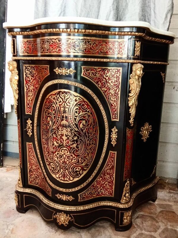 Meuble d'appui violoné marqueterie boulle
