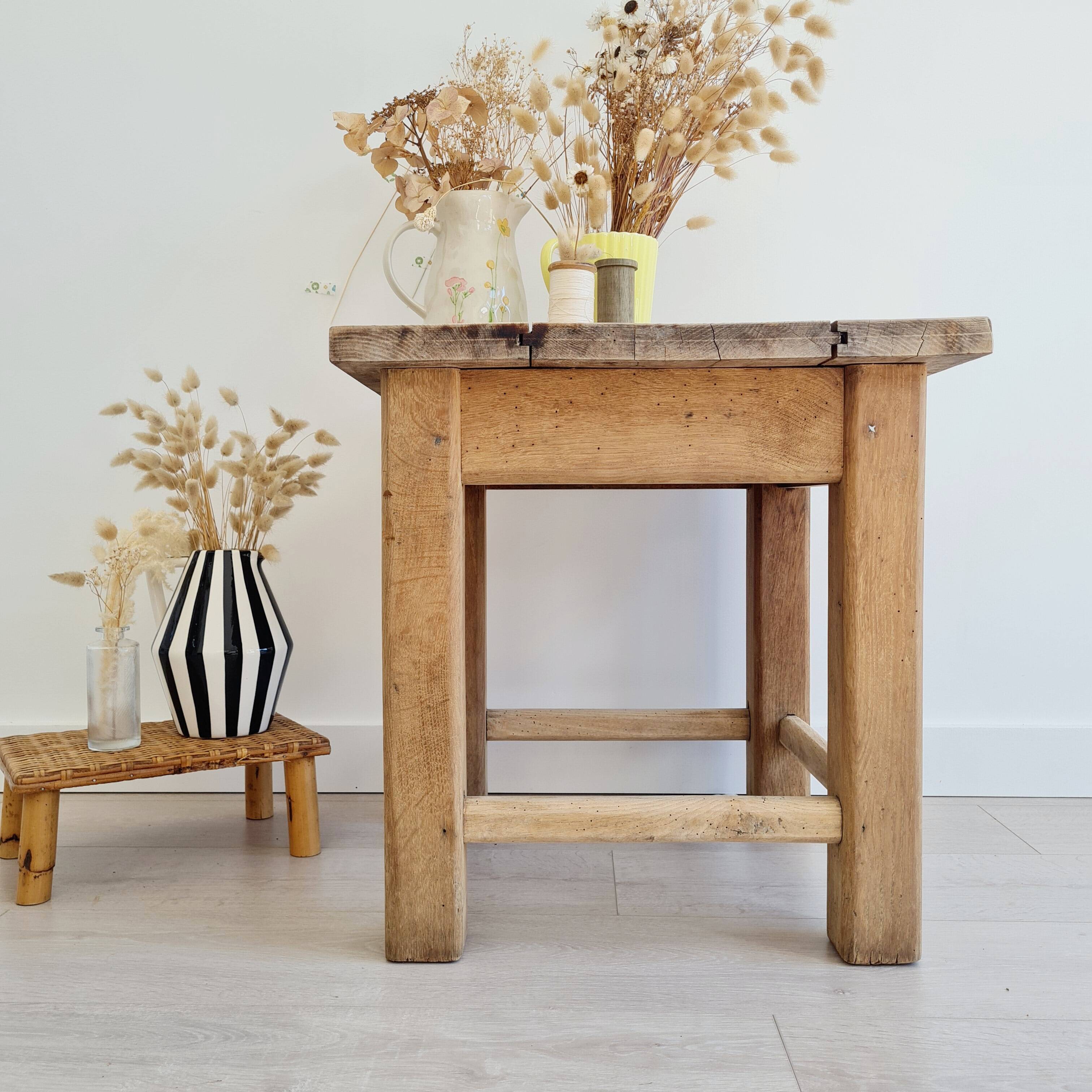 Brutalist table - oak side table
