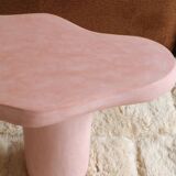 Organic shaped coffee table in pink teracotta tadelakt