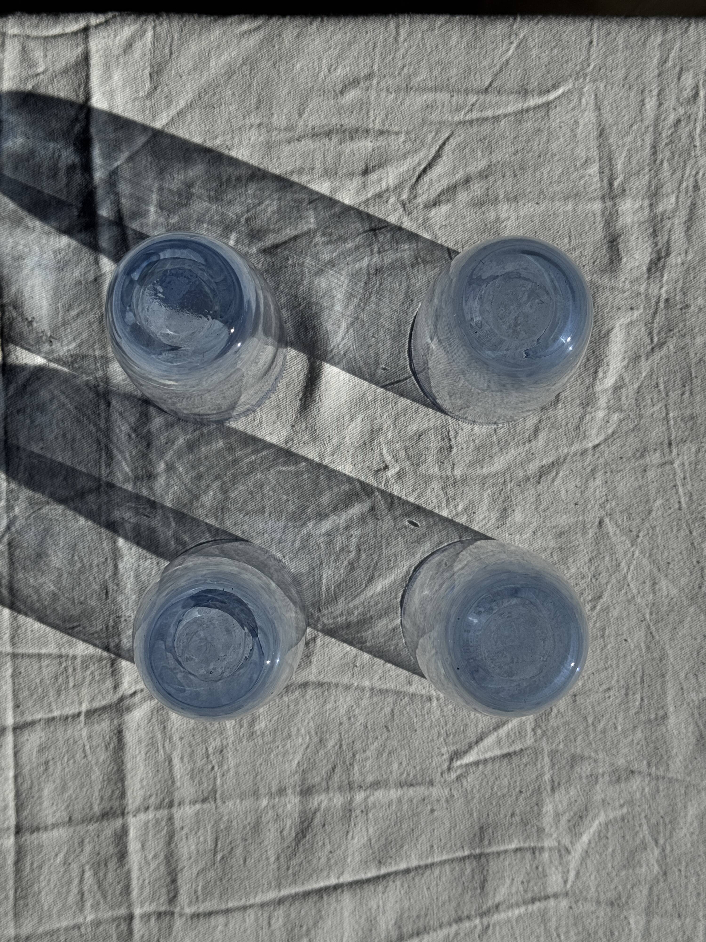 Set of 4 blue orangeade glasses H14
