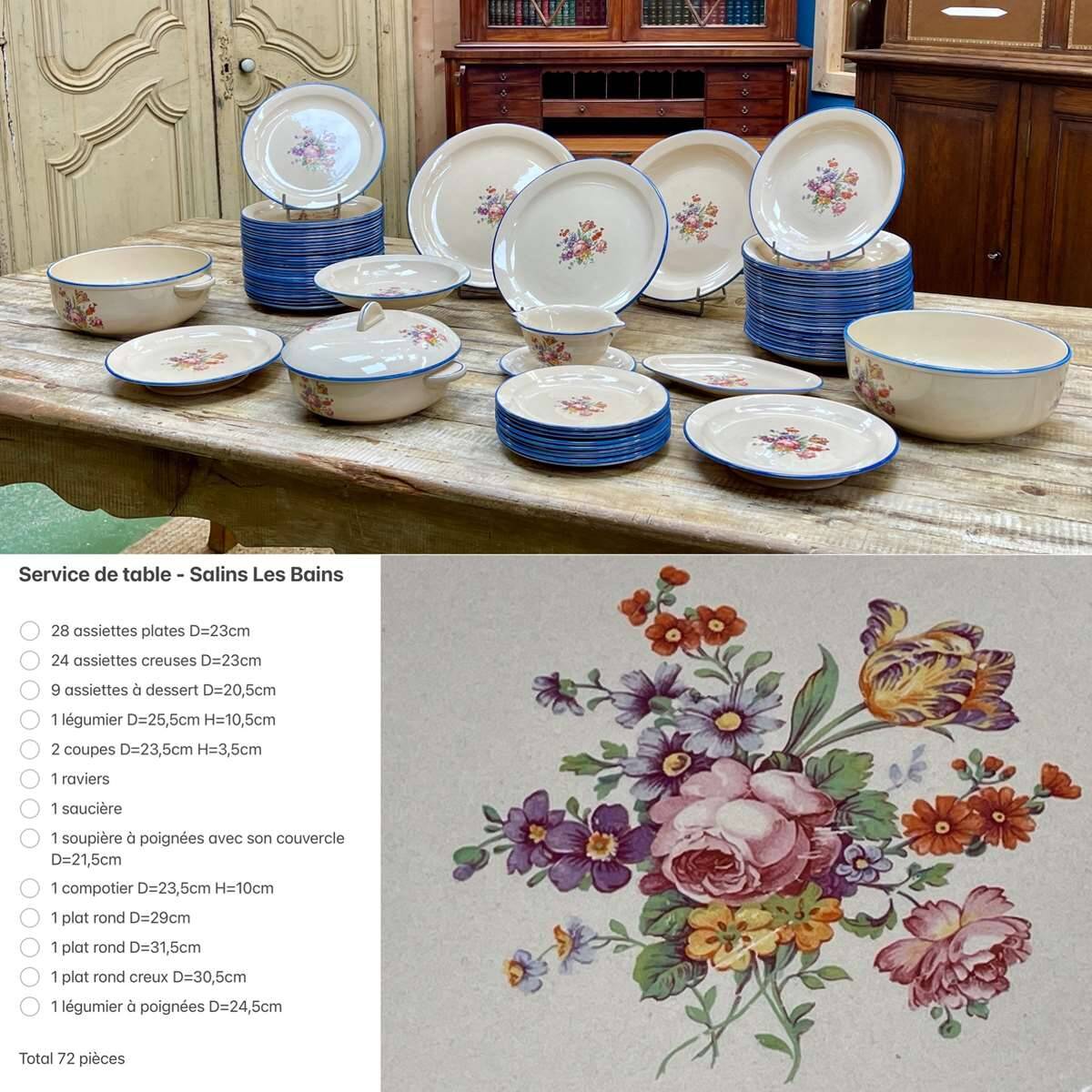 Salins Les Bains earthenware dinner service - 72 pieces