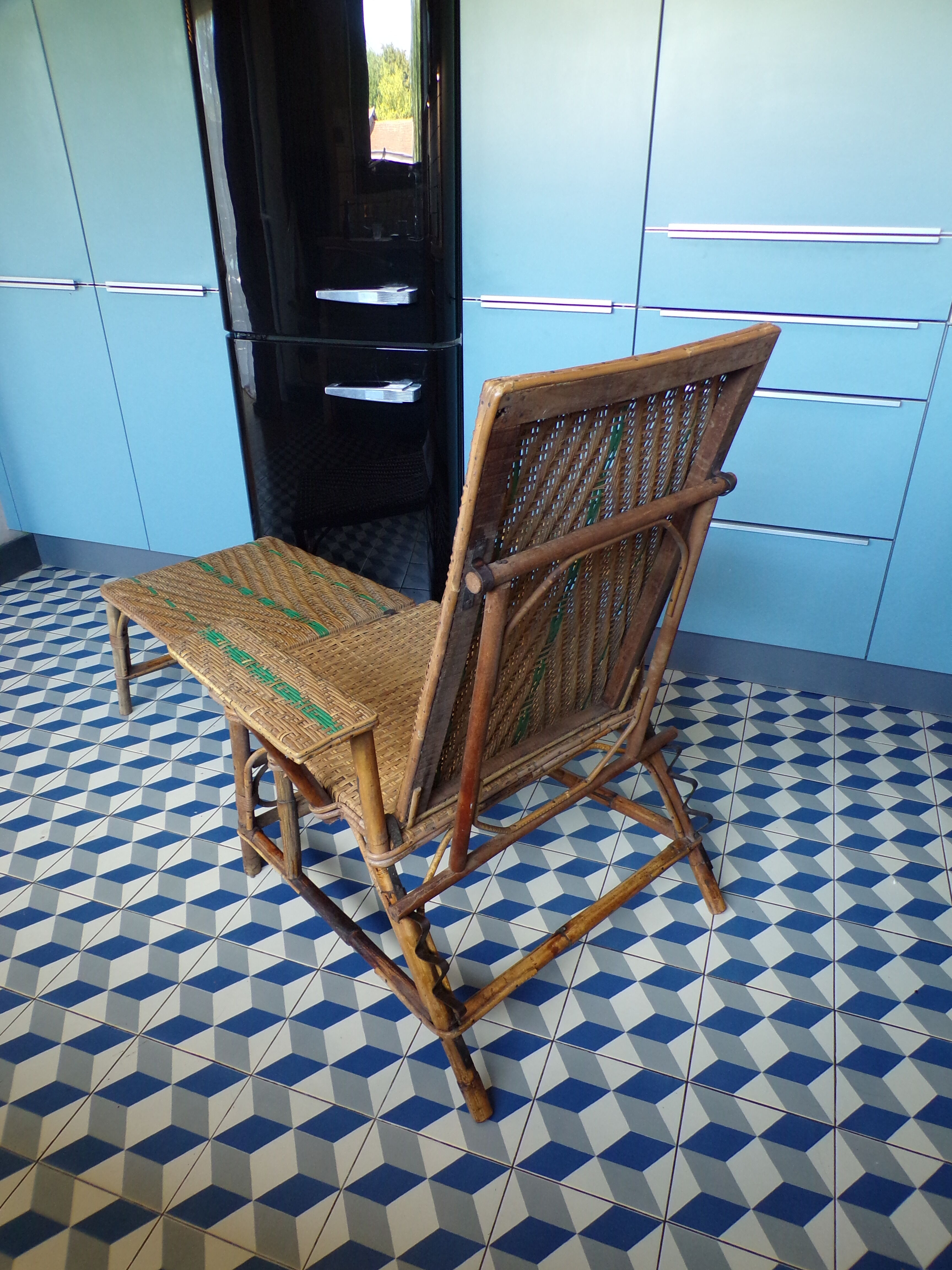 Chaise longue 1930 en rotin
