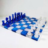 1970s Chess Set in Hand Carved Alabaster of Volterra.