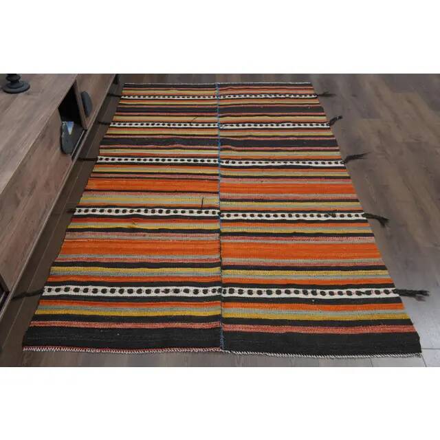 Vintage Turkish Oushak Handmade Wool Cotton Orange Area Rug 147x229
