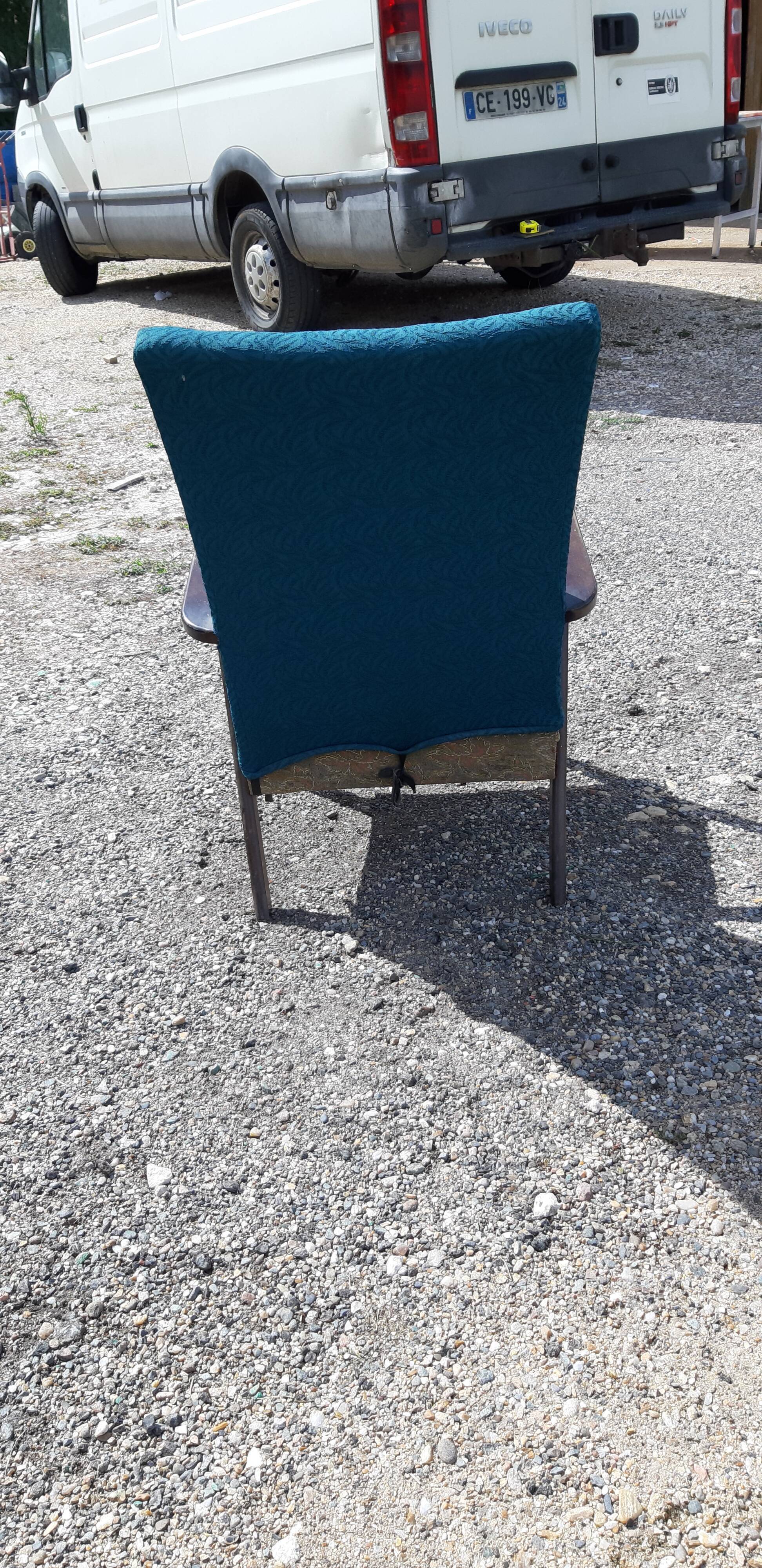 Armchair year 50 wood and fabrics