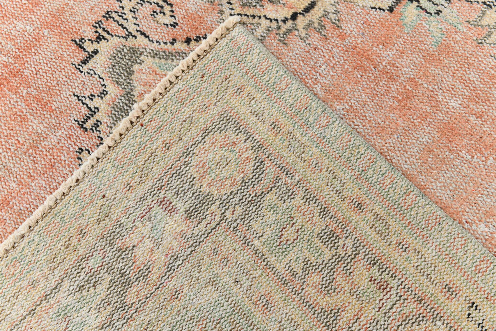 Vintage Salmon & Beige Classic Turkish Rug, 185x291Cm