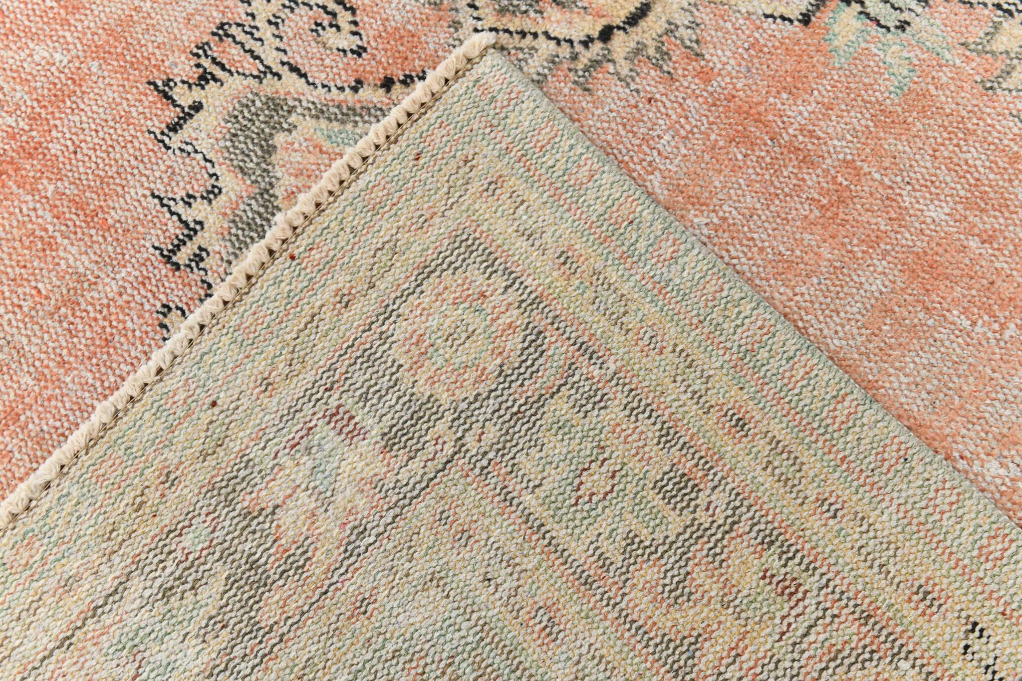 Tapis turc classique vintage saumon et beige, 185 x 291 cm