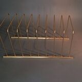 Porte vinyles en laiton doré mural ou à poser 1960/1970.