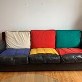 Canapé en cuir et tissu. Ligne roset en collaboration avec Jean Charles de Castelbajac