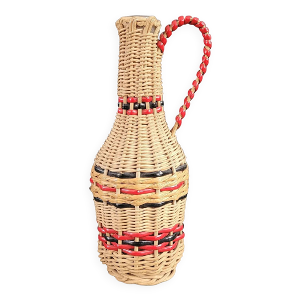 Bouteille carafe en osier vintage
