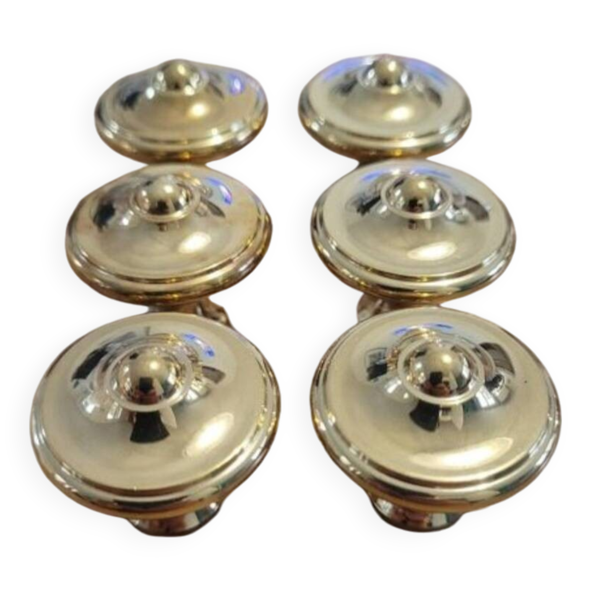 6 polished brass furniture knobs