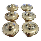 6 boutons de meuble en laiton poli