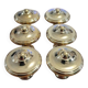 6 polished brass furniture knobs