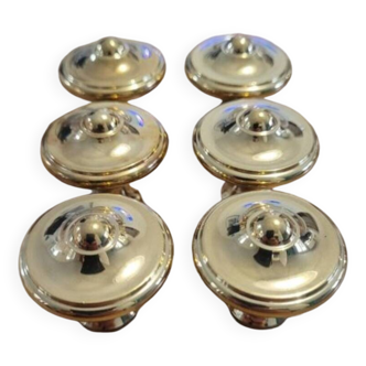 6 polished brass furniture knobs