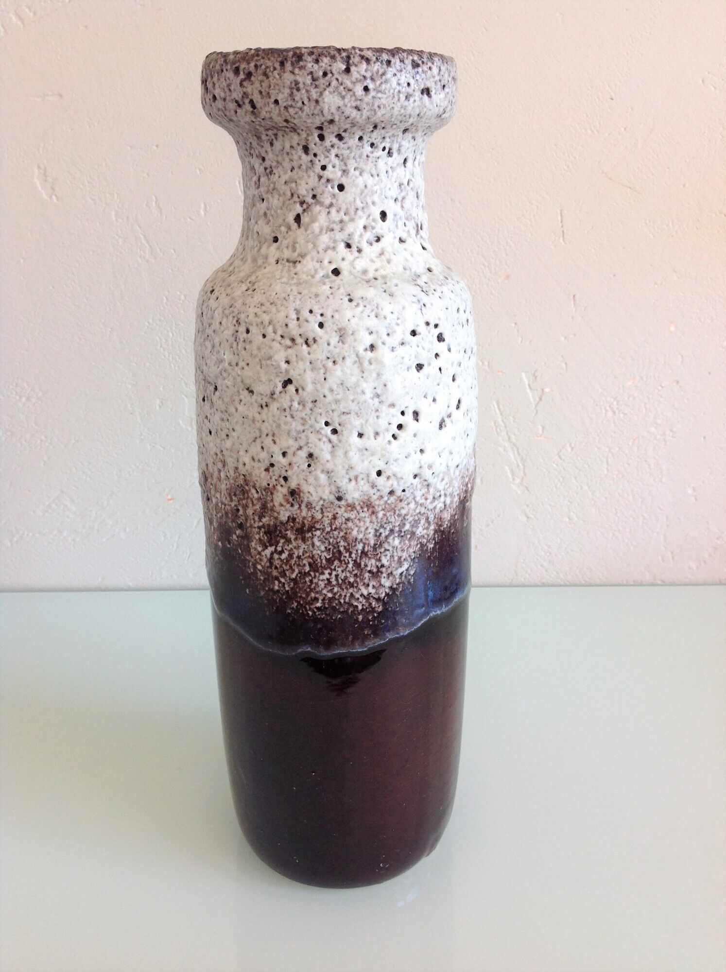 Vase tube brown and gray ceramic Fat Lava / vintage 60s-70s