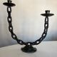 Brutalist beaten iron chain bougeoir 1970