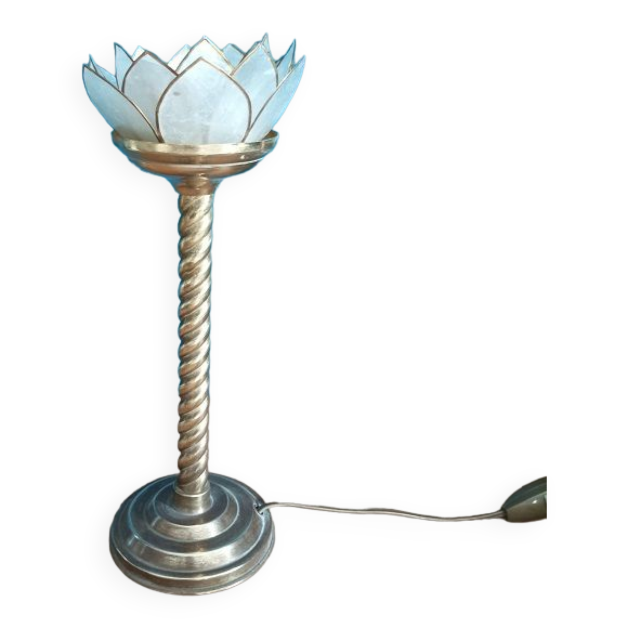 Bedside lamp flower lotus mother-of-pearl base brass