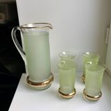Green granita set consisting of a pitcher and 4 glasses in orangeade 50s