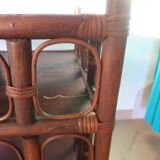Retro-Side table-vinyl furniture-wood, rattan and bamboo-80s