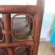 Retro side table - vinyl furniture - rattan and bamboo - 1980s