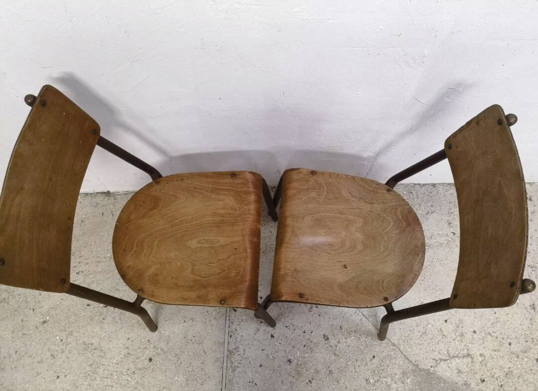 Pair of 1930 30 industrial factory workshop chairs