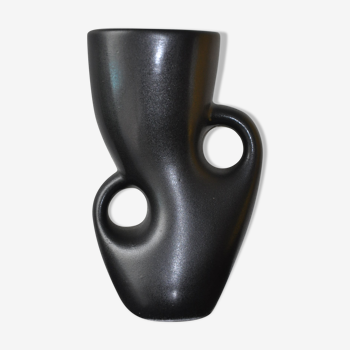 Black vase ceramic vintage free form